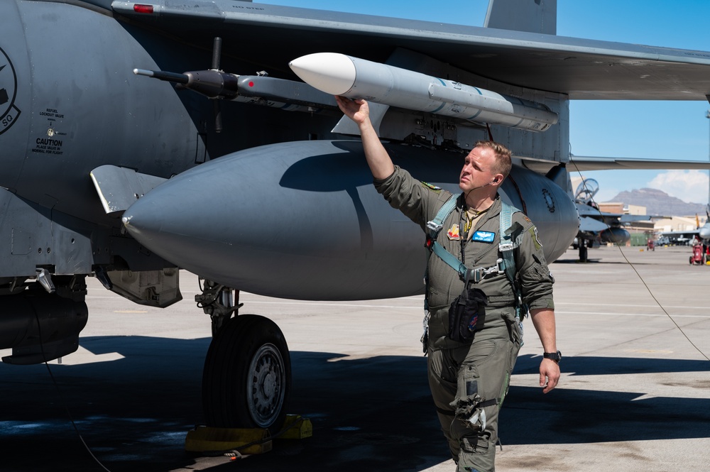 U.S. Air Force Airmen prepare F-15E Strike Eagle for launch during Red Flag-Nellis 24-2