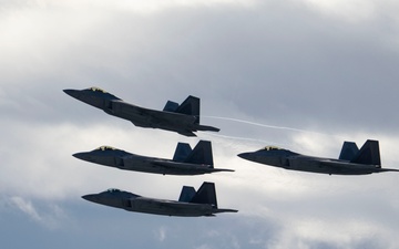 3rd Wing conducts a missing man formation flyover in remembrance of Staff Sgt. Charles A. Crumlett