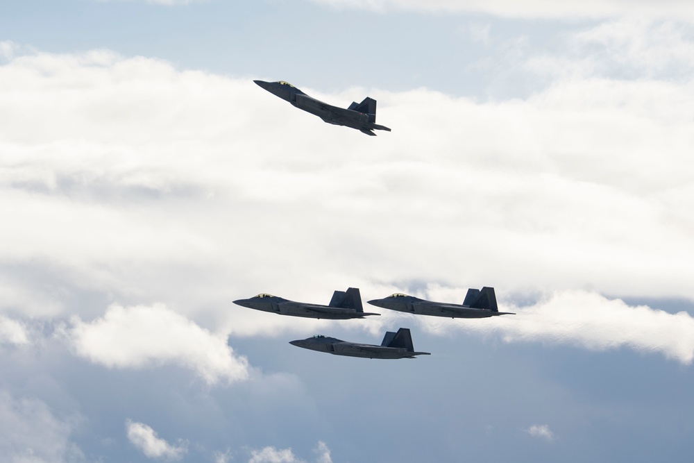 3rd Wing conducts a missing man formation flyover in remembrance of Staff Sgt. Charles A. Crumlett