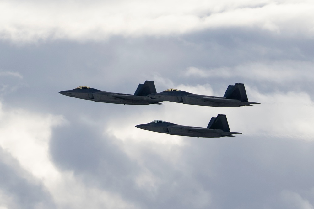 3rd Wing conducts a missing man formation flyover in remembrance of Staff Sgt. Charles A. Crumlett