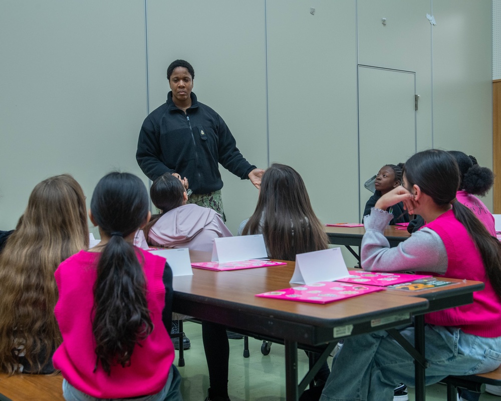 USS Ronald Reagan (CVN 76) Sailors take part in a COMREL for Women’s History Month