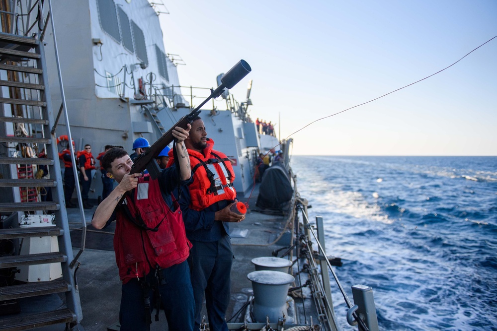 USS Mason Conducts Replenishment-at-Sea in the Red Sea