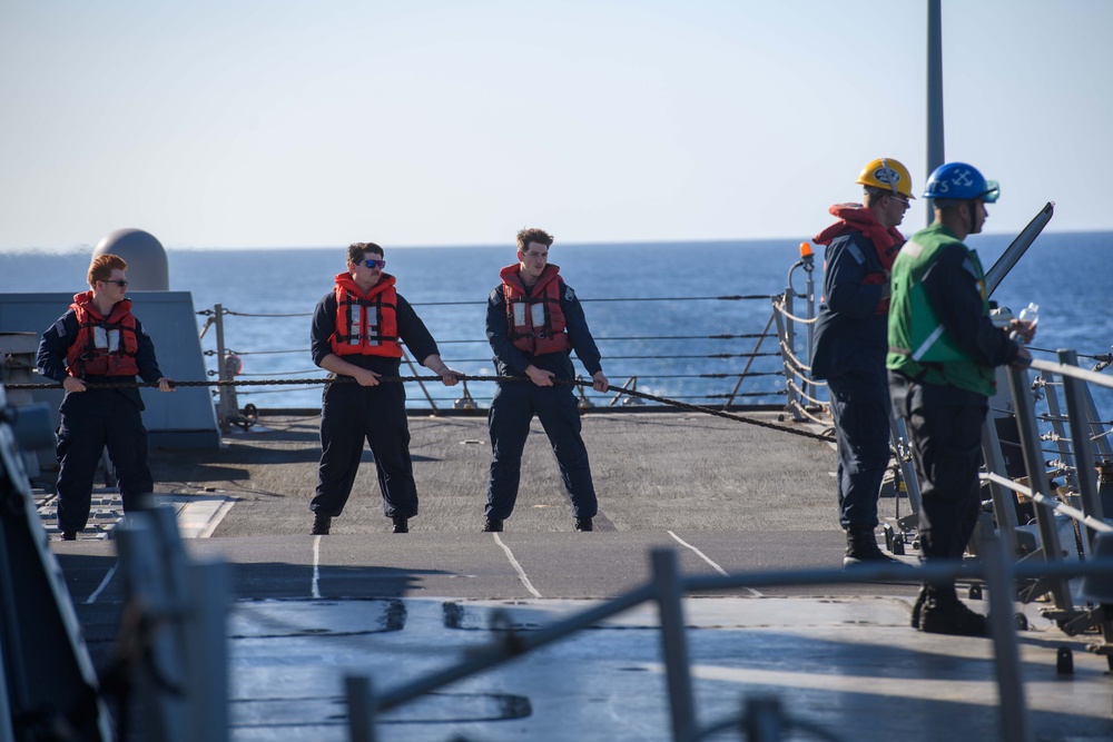 USS Mason Conducts Replenishment-at-Sea in the Red Sea