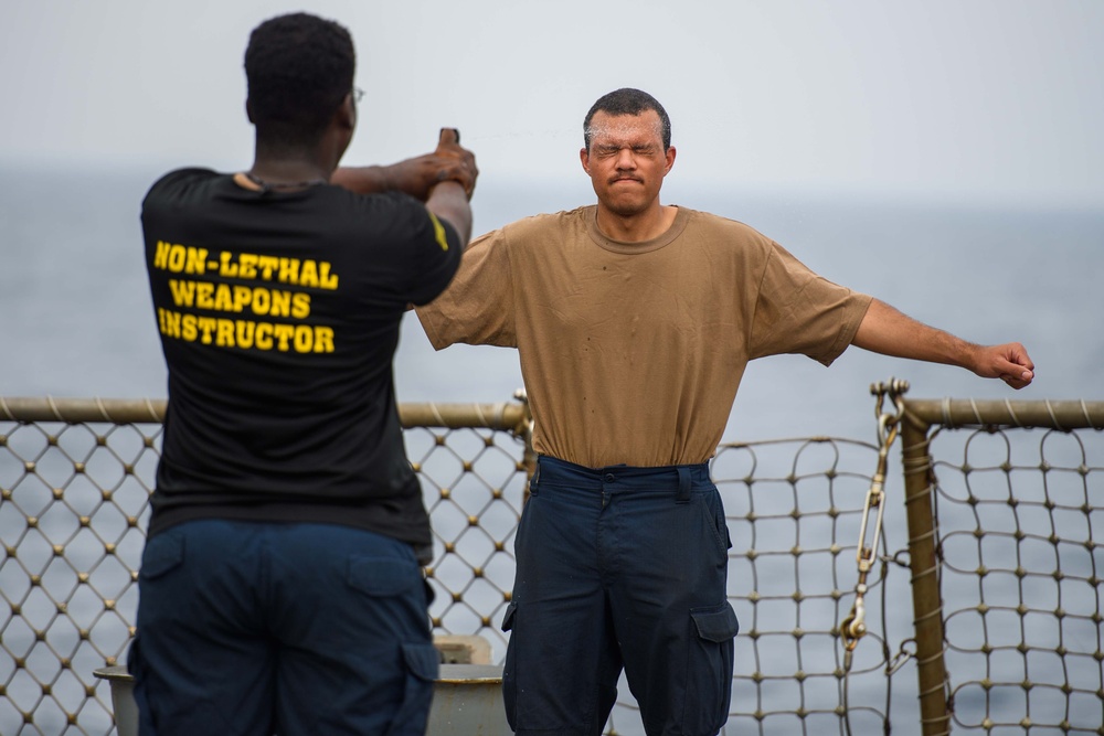 USS Mason Conducts OC Spray Training in Red Sea