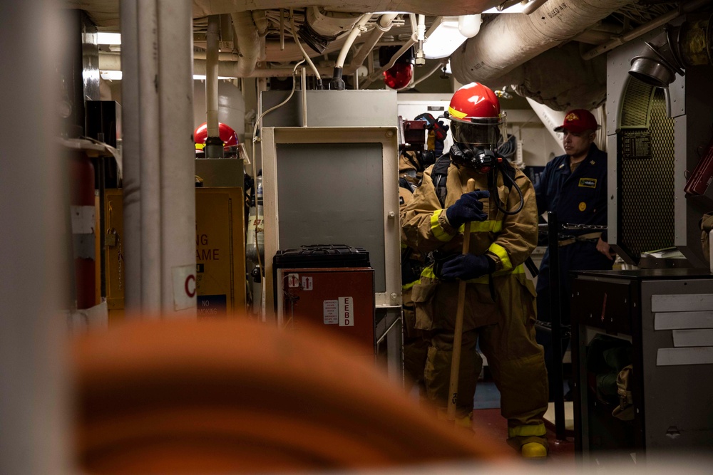 USS Ralph Johnson Conducts Fire Drill