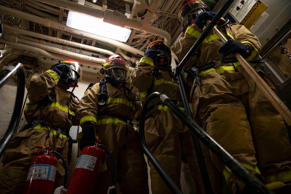 USS Ralph Johnson Conducts Fire Drill