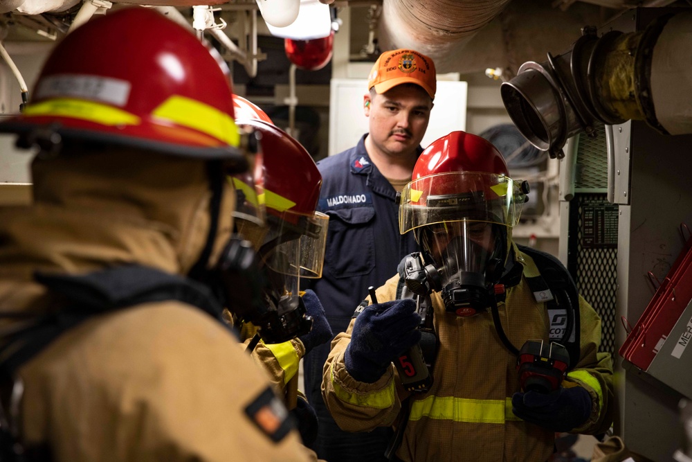 USS Ralph Johnson Conducts Fire Drill