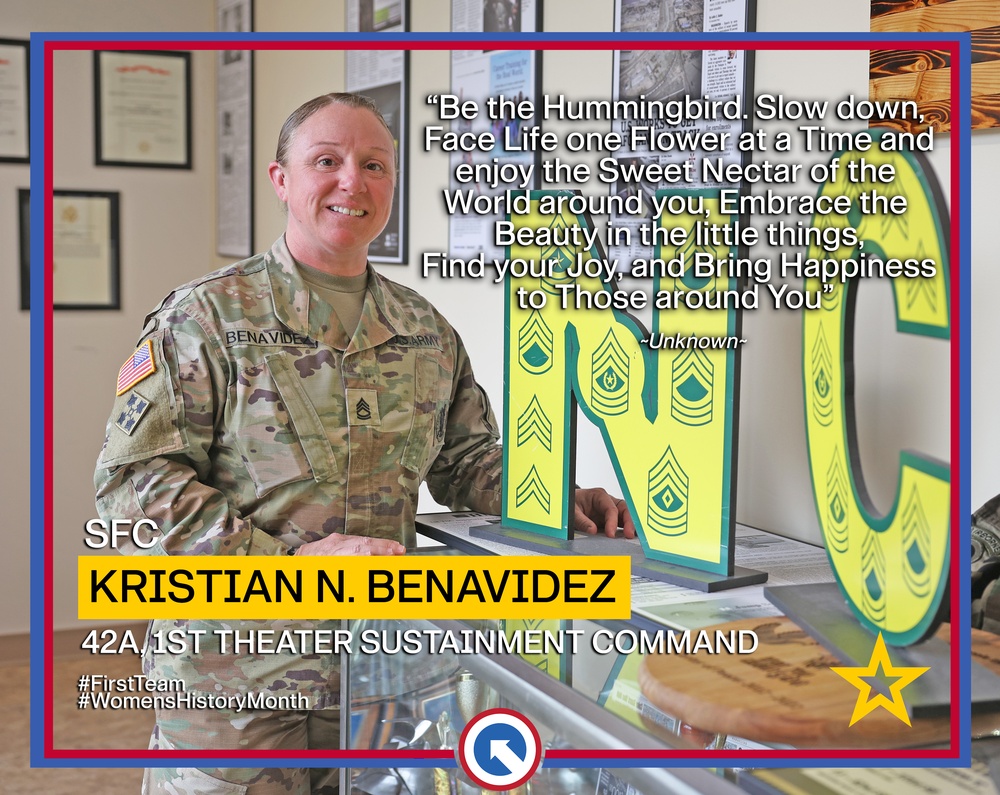 SFC Benavidez shares her favorite quote during Women's History Month