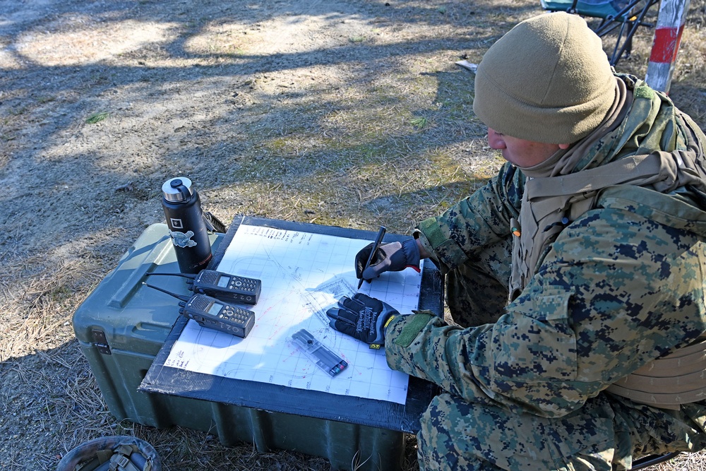 Joint Base McGuire-Dix-Lakehurst- Battery G, 3rd Battalion, 14th Marine Regiment. artillery live fire. March 22, 2024