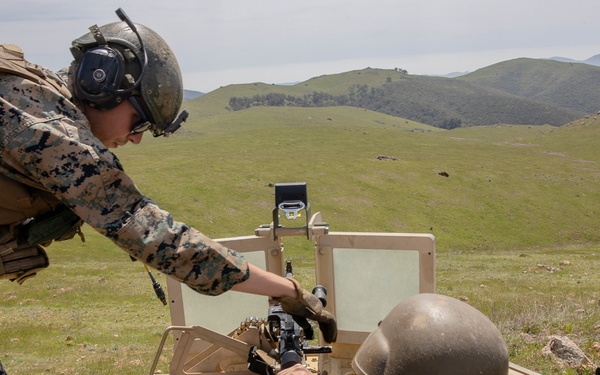 BELT-FED AND FIRING: Ground Distribution Company conducts a static mounted machine gun range