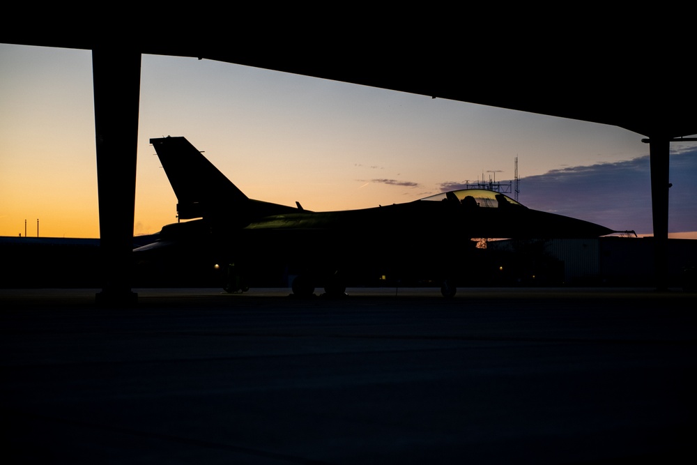 Sun Rises on F-16 at 122nd Fighter Wing