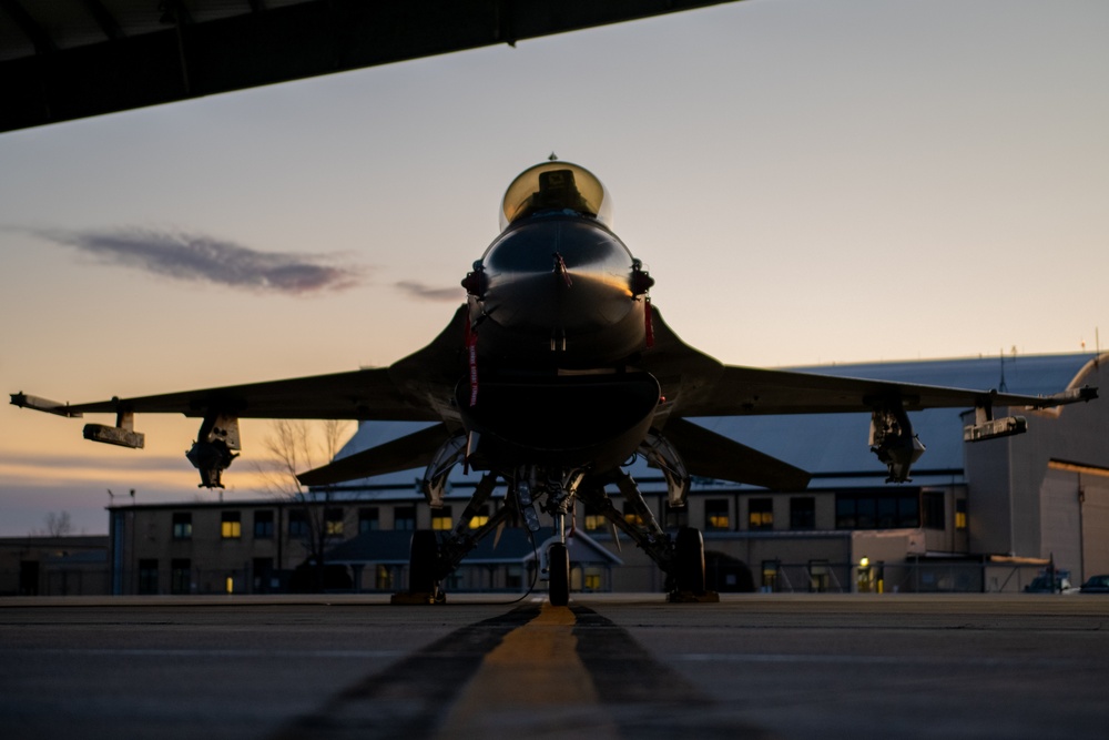 Sun Rises on F-16 at 122nd Fighter Wing