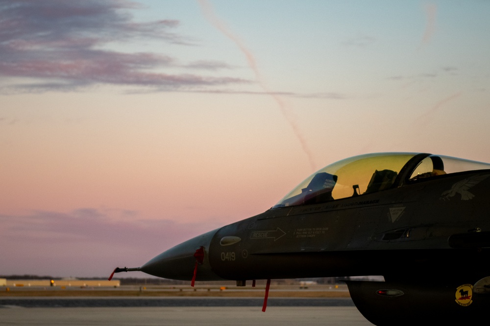 Sun Rises on F-16 at 122nd Fighter Wing