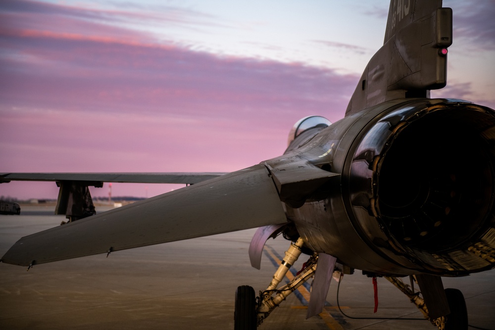 Sun Rises on F-16 at 122nd Fighter Wing