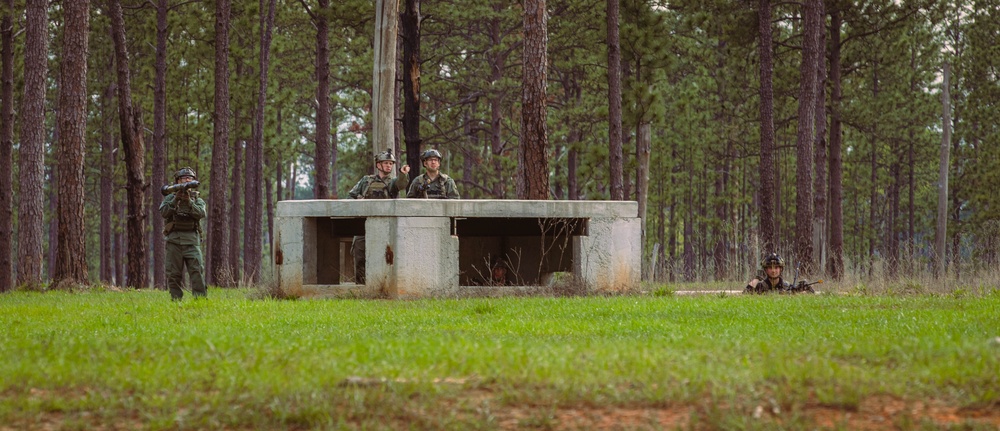 Armored units support infantry at the Joint Readiness Training Center