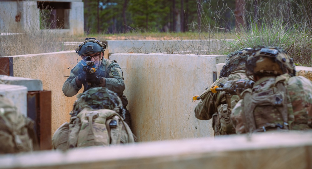 Armored units support infantry at the Joint Readiness Training Center