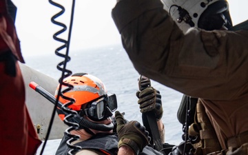 Naval Aircrewmen (Helicopter) Participate in a Live-Hoisting Exercise in the Red Sea