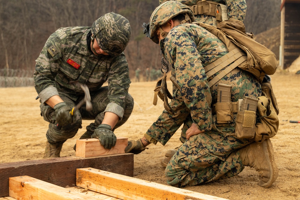 Warrior Shield 24 | U.S., ROK Marines build counter mobility obstacles