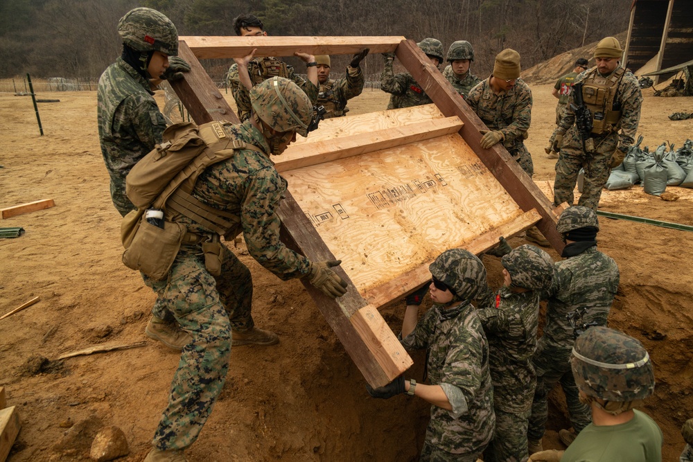 Warrior Shield 24 | U.S., ROK Marines build counter mobility obstacles