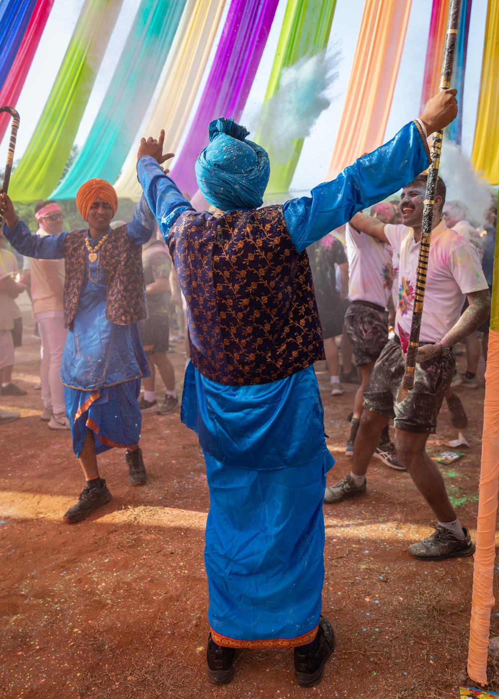 U.S. and Indian service members celebrate Holi during Exercise Tiger TRIUMPH 2024