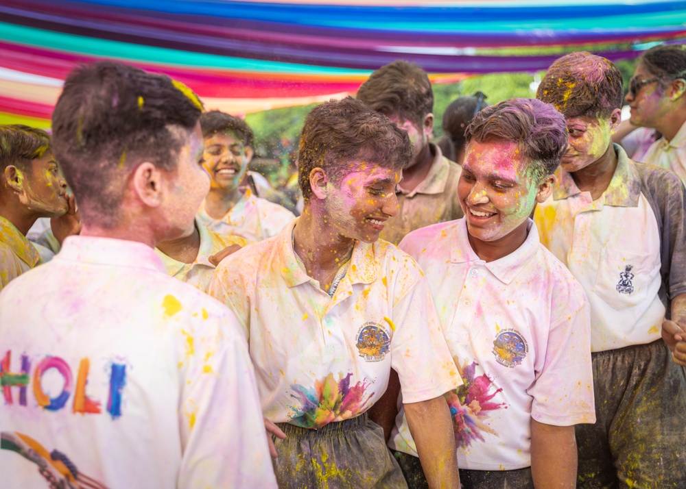 U.S. and Indian service members celebrate Holi during Exercise Tiger TRIUMPH 2024