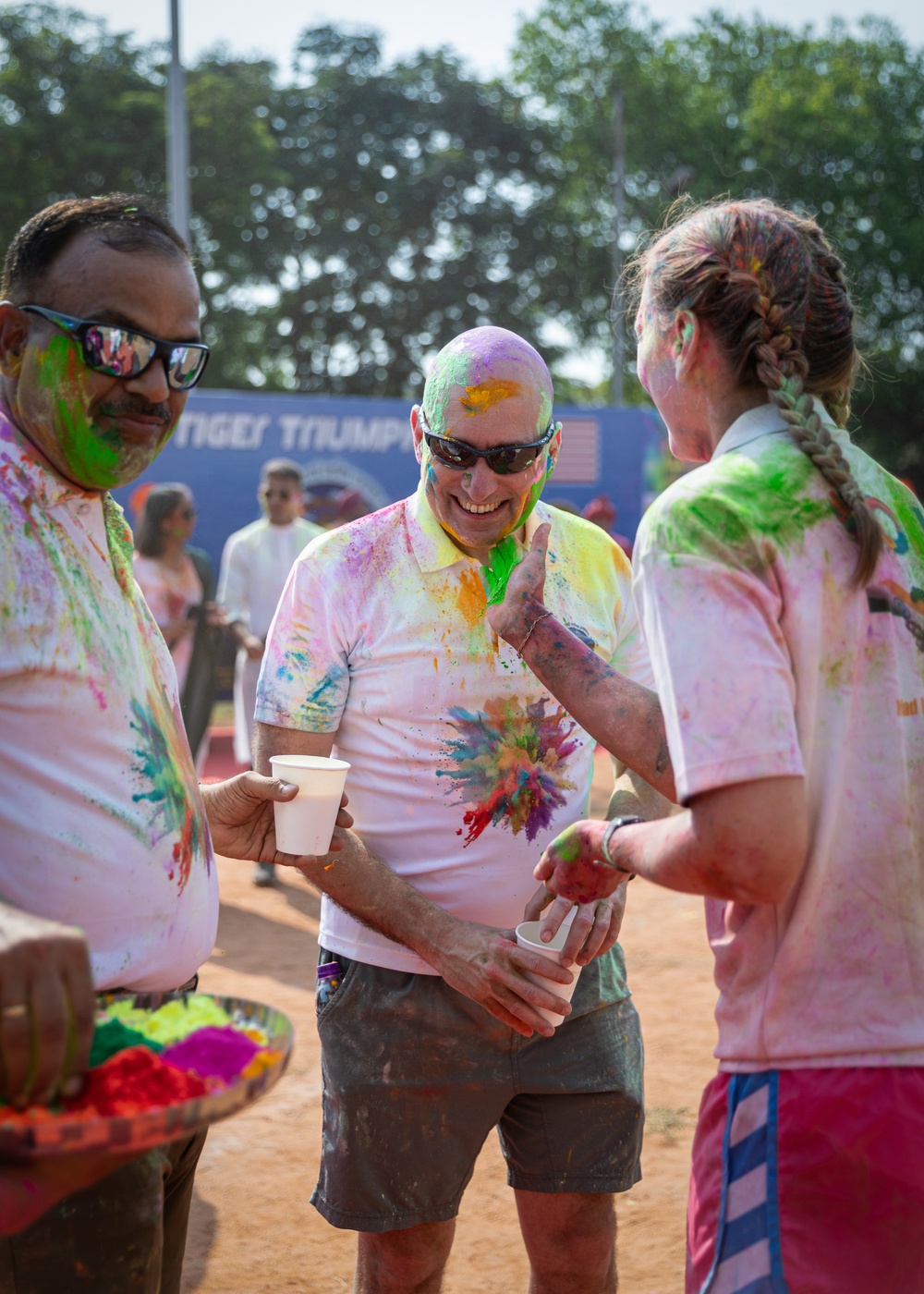 U.S. and Indian service members celebrate Holi during Exercise Tiger TRIUMPH 2024