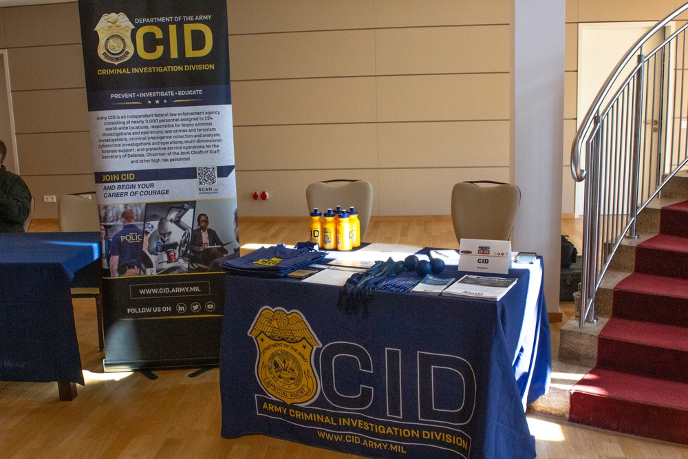 the Department of the Army Criminal Investigation Division sets up a booth at an On-Base Job Fair in Baumholder, Germany