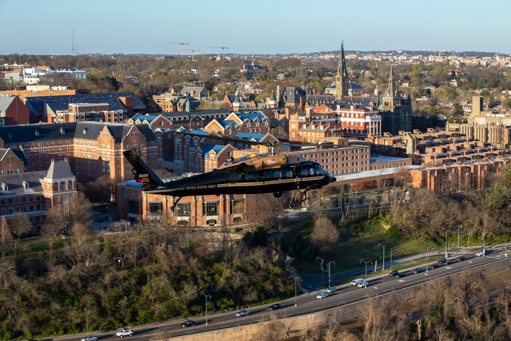 12th Aviation Battalion Flies Over Washington, D.C. Area During Peak Cherry Blossom Bloom