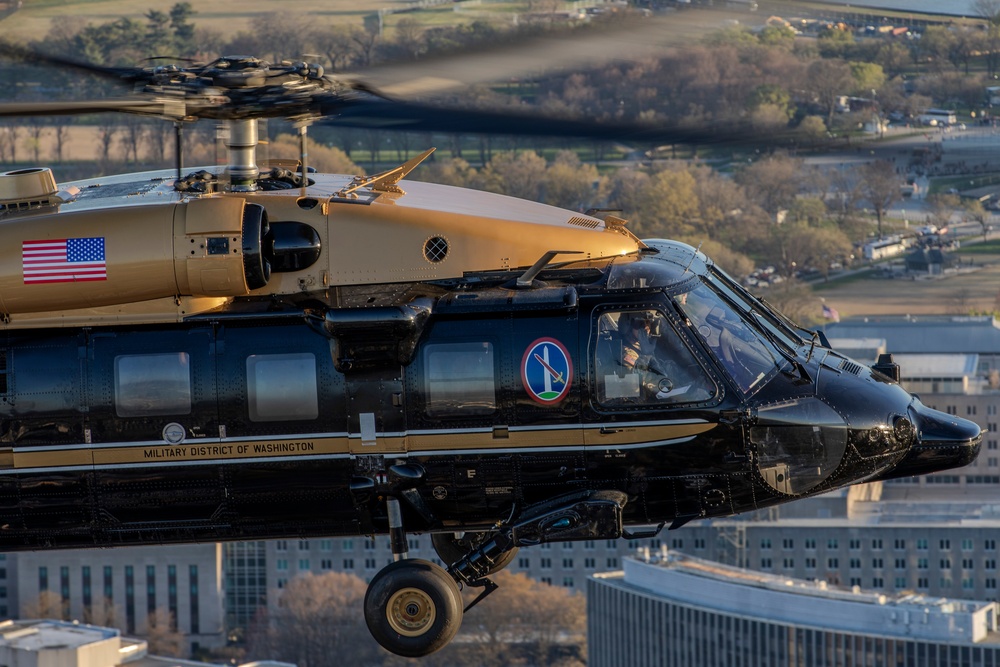 12th Aviation Battalion Flies Over Washington, D.C. Area During Peak Cherry Blossom Bloom