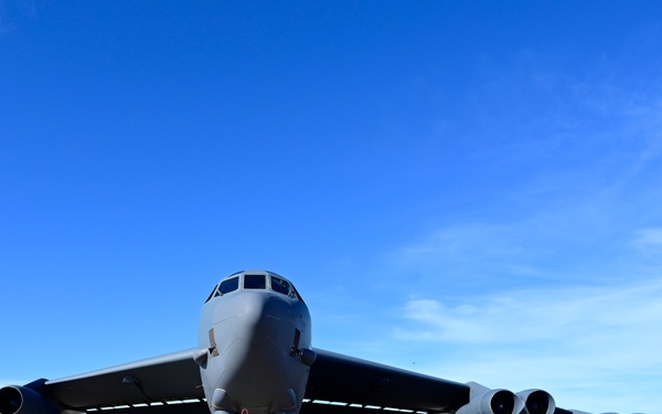 B-52s take-off from Diego Garcia during Bomber Task Force deployment