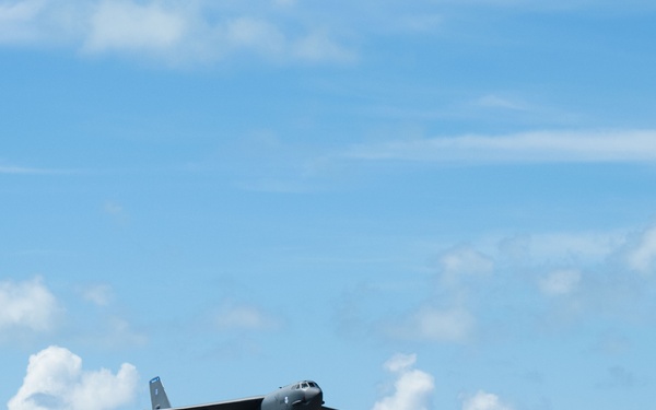 B-52s take-off from Diego Garcia during Bomber Task Force deployment