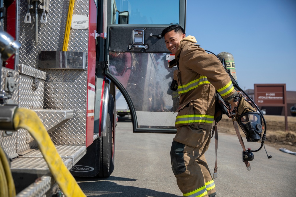 Warrior Shield 24 | MWSS-171 Marines conducts firefighting training with Osan Air Force Base Airmen