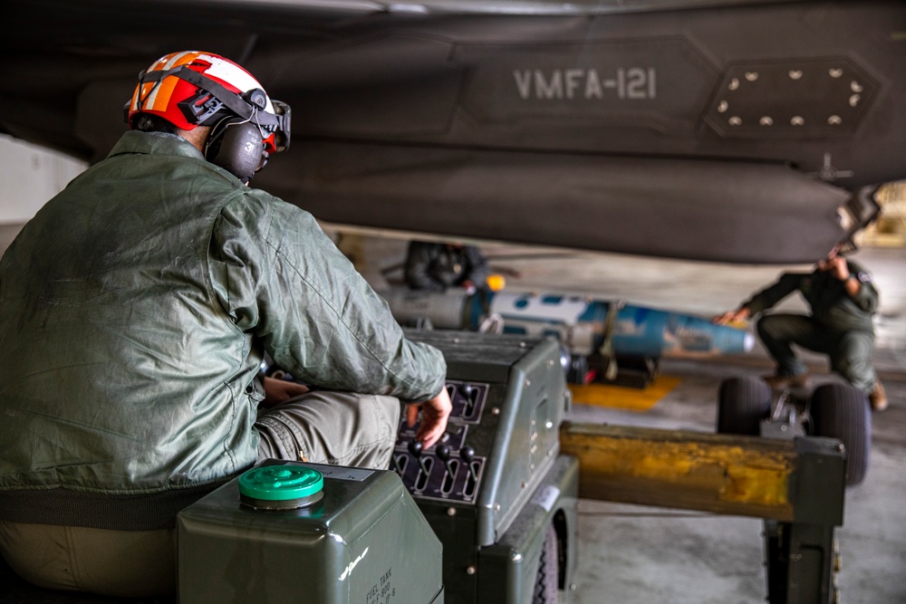 Under the belly: VMFA-121 prepares for ordnance flights