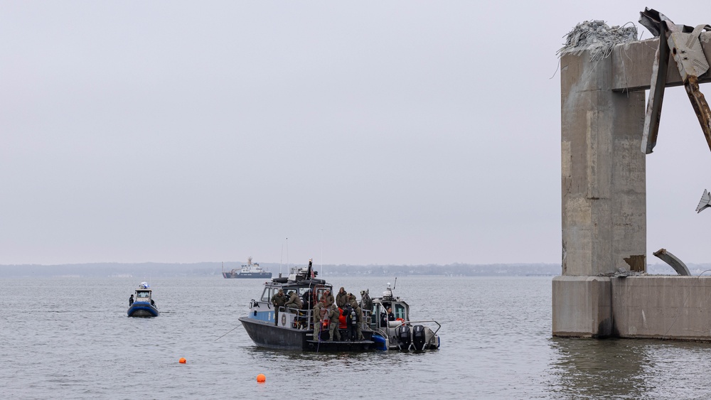 Various agencies assist in operations assessing damage at the Francis Scott Key Bridge