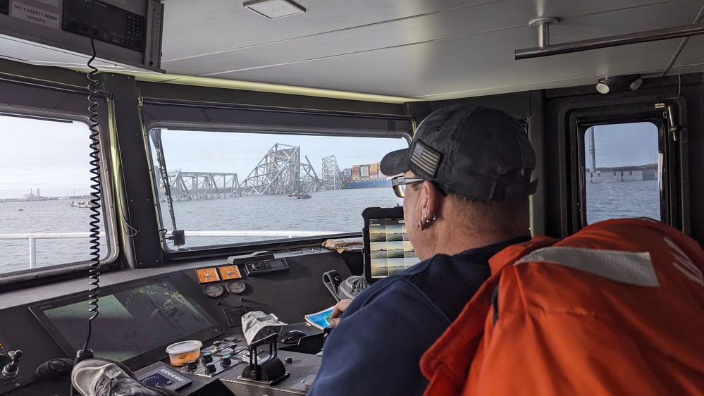 Survey boat Catlett crew assists in recovery operations after the Key Bridge Collapse