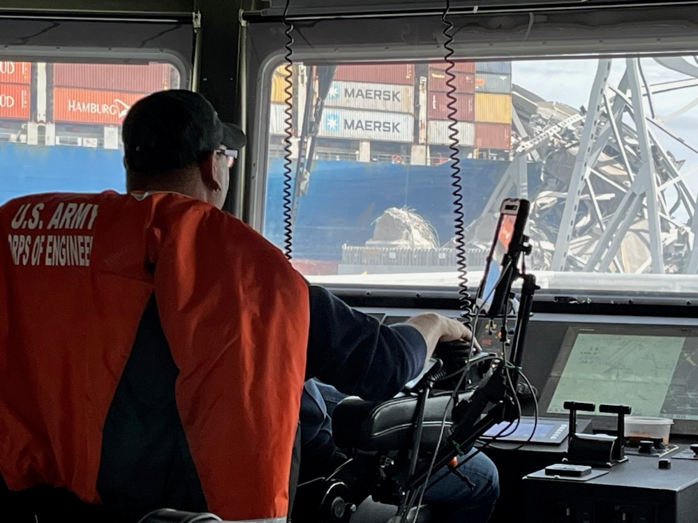 Survey boat Catlett crew assists in recovery operations after the Key Bridge Collapse