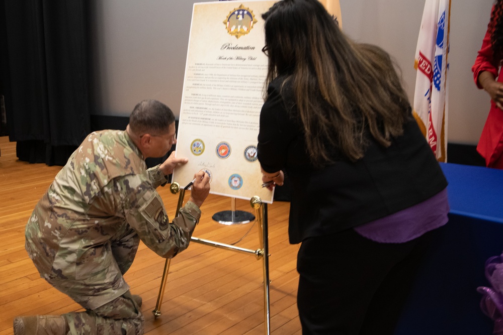 JBMDL Commanders Sign Month of the Military Child Proclamation