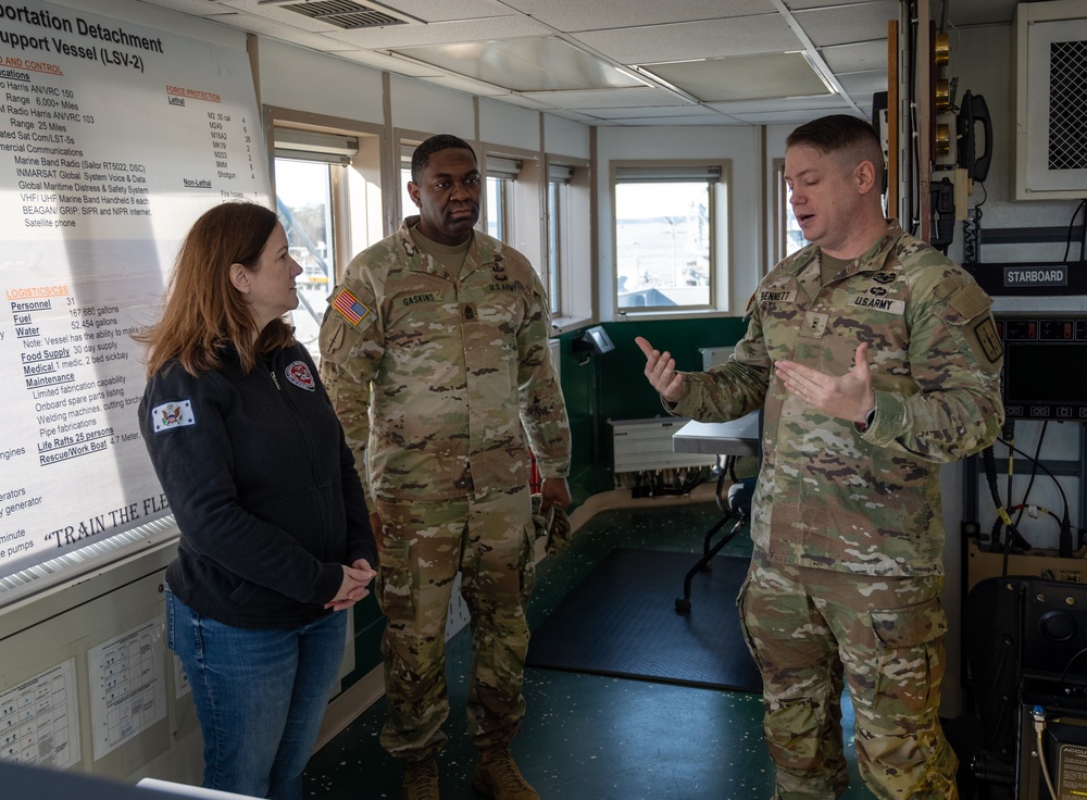 Assistant Secretary of the Army for Manpower and Reserve Affairs tours U.S. Army Vessel CW3 Harold C. Clinger