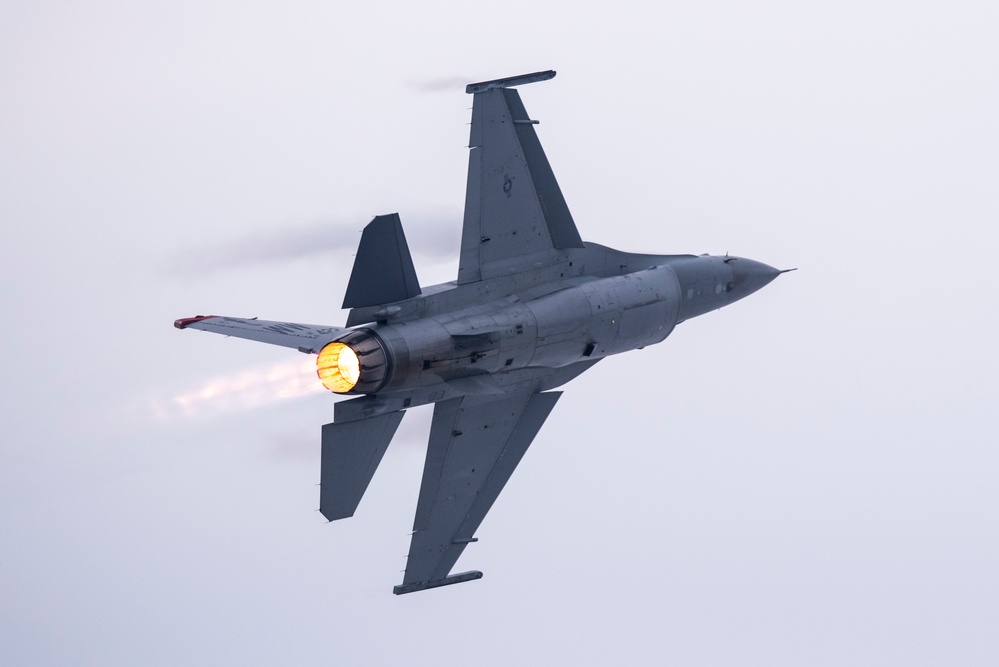 PACAF F-16 Demo Team conducts airshow practice flight