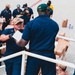Sailors participate in an all-hands working party