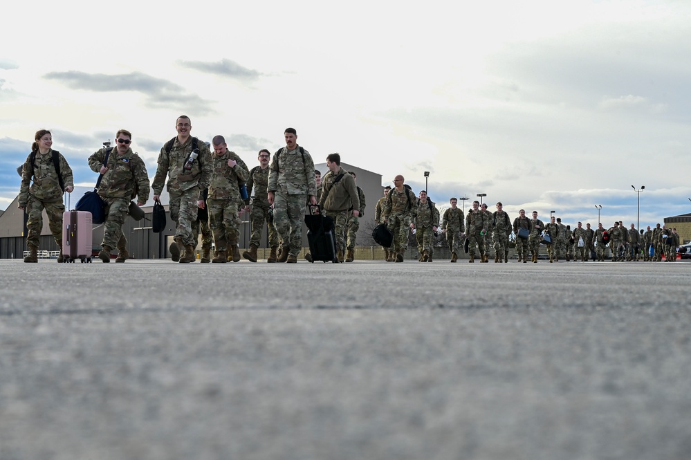 Airmen assigned to the 92nd Maintenance Group depart for deployment