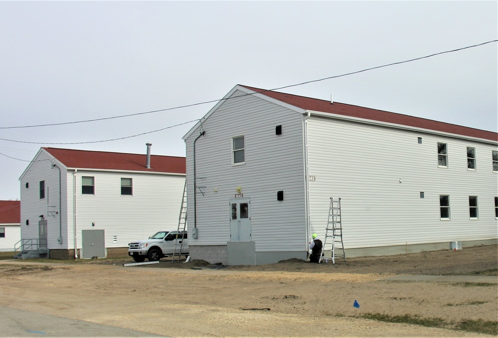 Reset of World War II-era barracks moved in 2023 continues; work nearly complete
