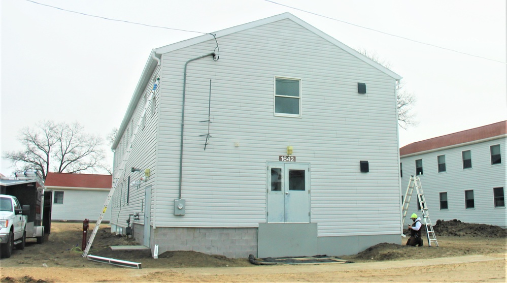 Reset of World War II-era barracks moved in 2023 continues; work nearly complete