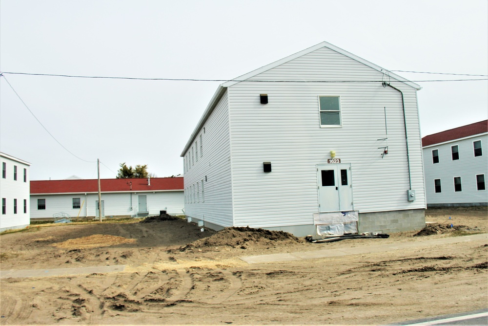 Reset of World War II-era barracks moved in 2023 continues; work nearly complete