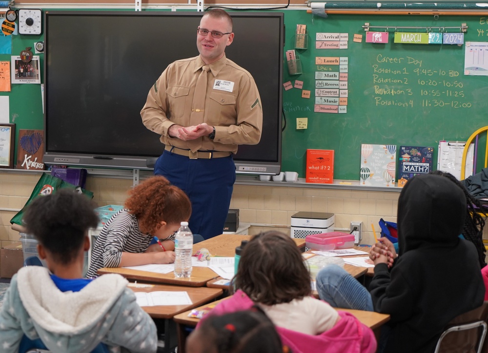 Marine Corps Security Force Regiment (MCSFR) supports career day event in Newport News, Virginia