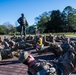 Officer trainees exercise in front of Karl Richter Memorial