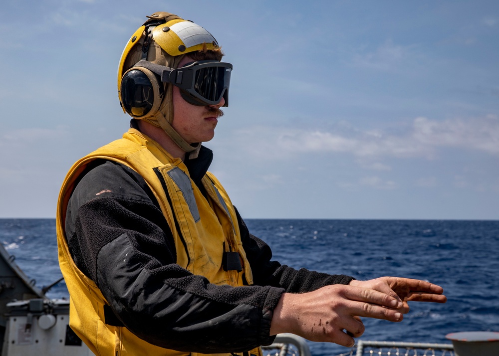 Sailors Conduct Flight Operations Aboard USS Dewey While Conducting Operations in the Philippine Sea, March 28