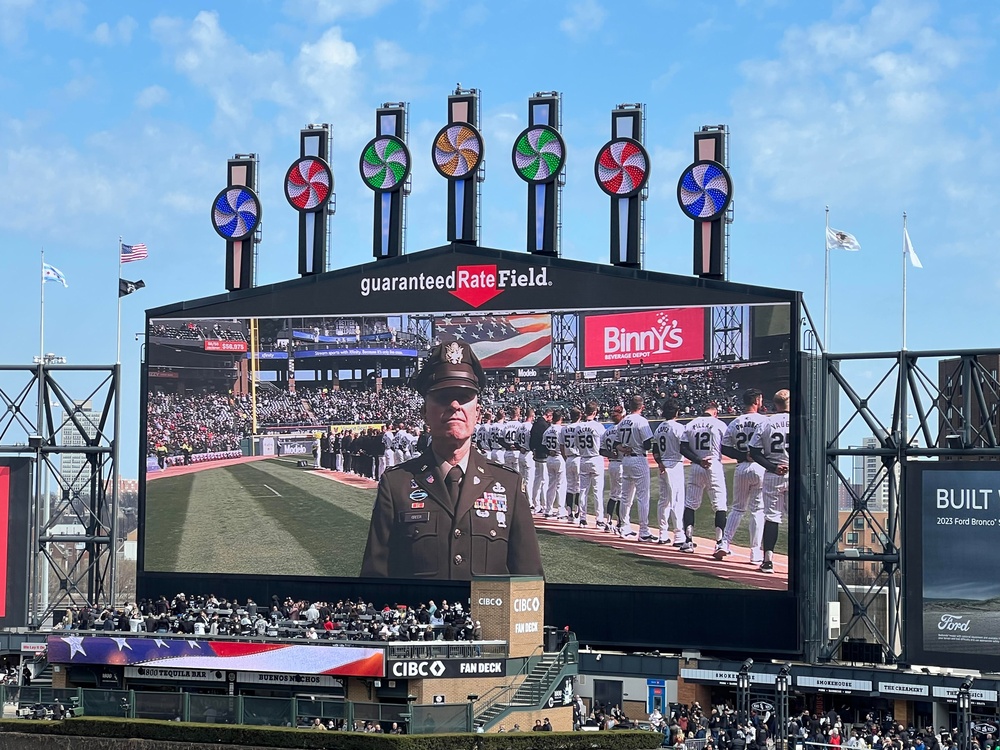 White Sox home opener Hero of the Game - WO1 Craig Morgan Greer