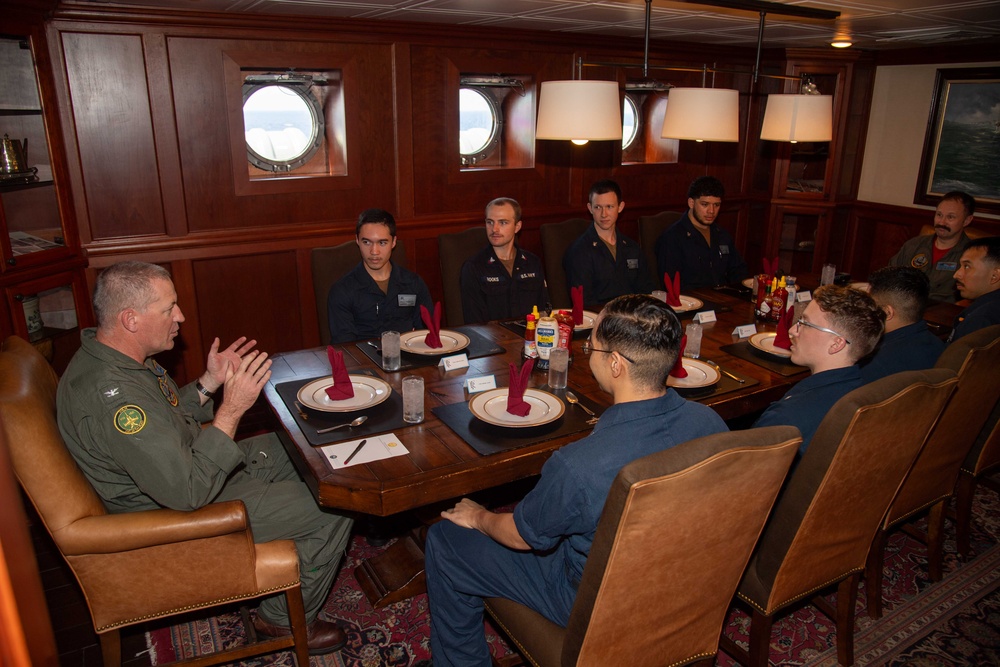 TR Sailors Have Lunch with Their Commanding Officer