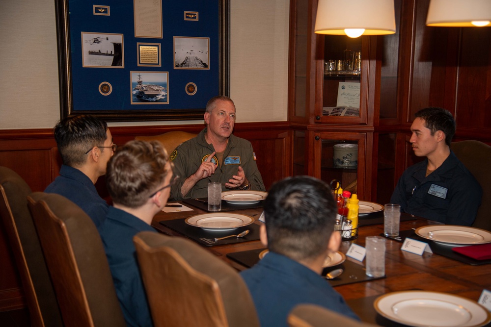TR Sailors Have Lunch with Their Commanding Officer